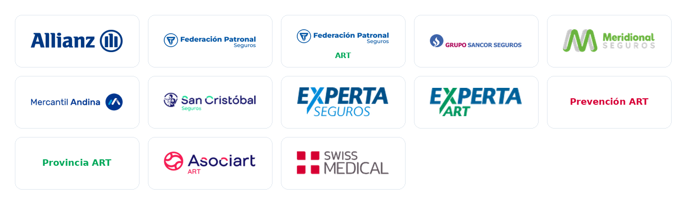Logos de compañías aseguradoras y ART